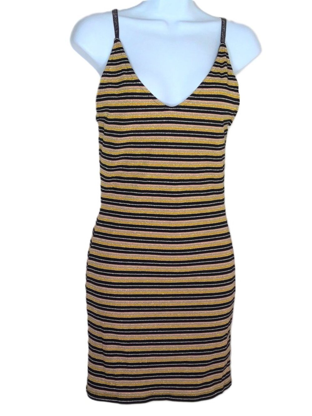 Topshop Mini Dress Strappy Stripe Retro Sparkle Stretch Bodycon EU 40 UK 12 US 8